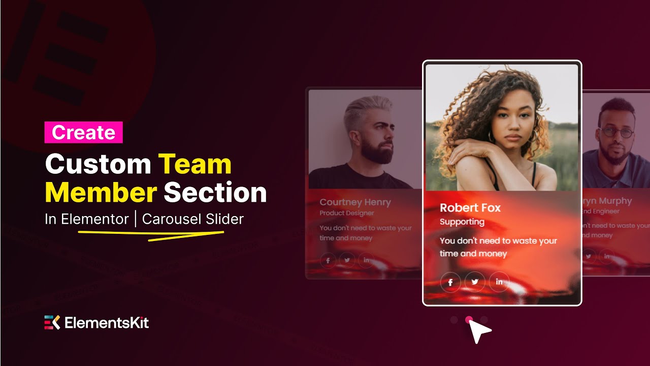 Custom Team Member Section in Elementor | Carousel Slider Style