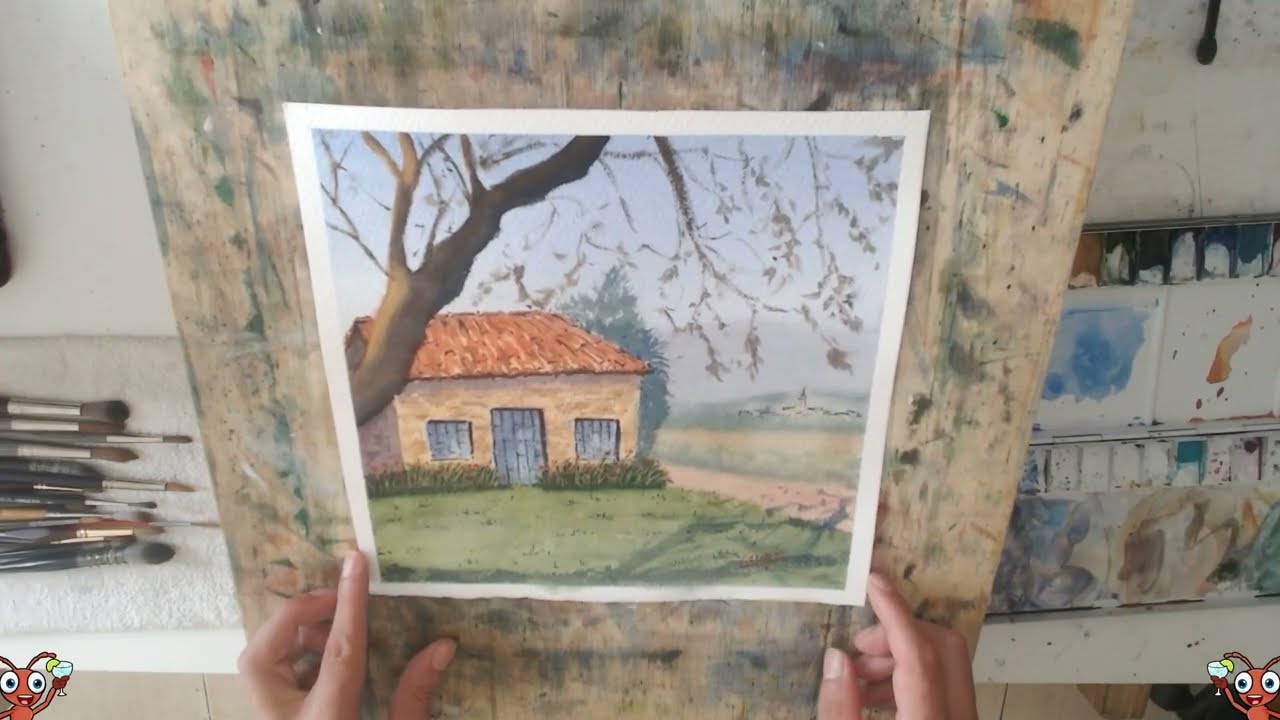 🎨 Pintando una Casa en el Campo con Acuarelas 🏡🖌