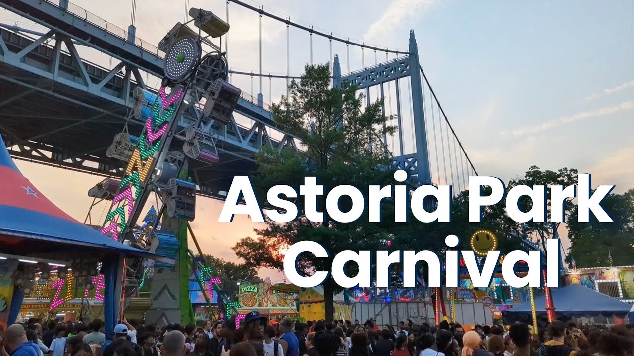 Super crowded Astoria Park Carnival on Saturday evening | Virtual Walking Tour