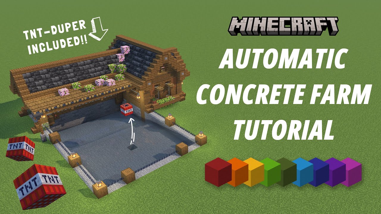 Minecraft Auto Concrete Farm House Tutorial [Aesthetic Farm] [Java Edition] [1440p HD]