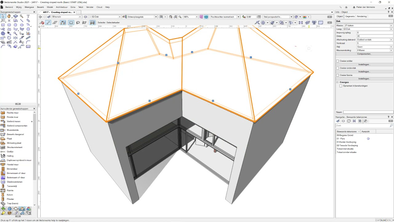 Eenvoudig een hellend dak aanmaken | Vectorworks