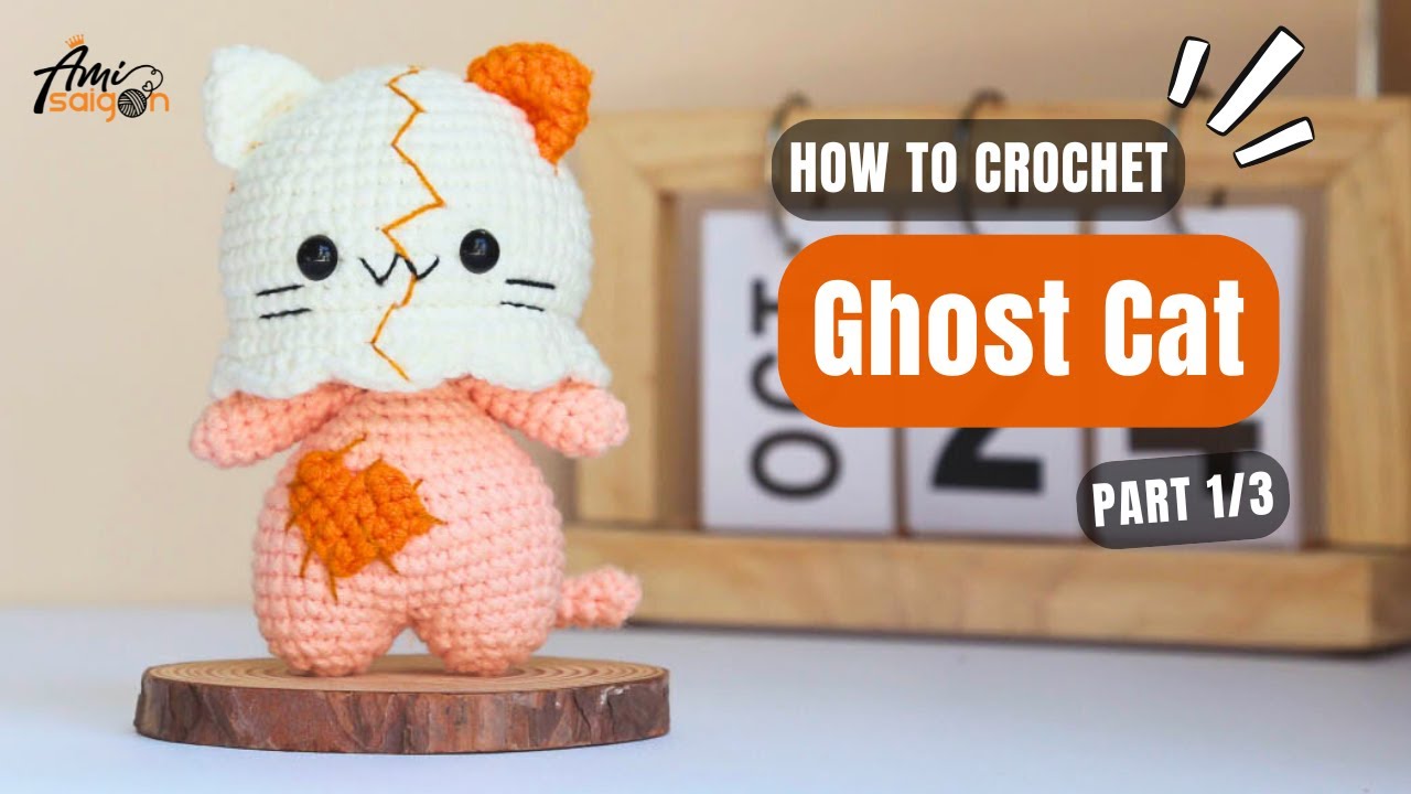#766 | Ghost Hello Kitty Cat Amigurumi (1/3) | How To Crochet Animals Amigurumi | @AmiSaigon