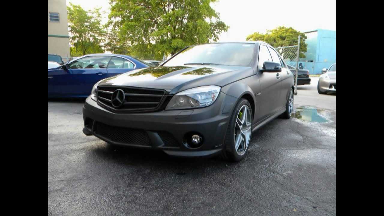 2010 Mercedes Benz C63 AMG Car Wrap Matte Black by Cartel Customs BigIrv305 Swirve Productions