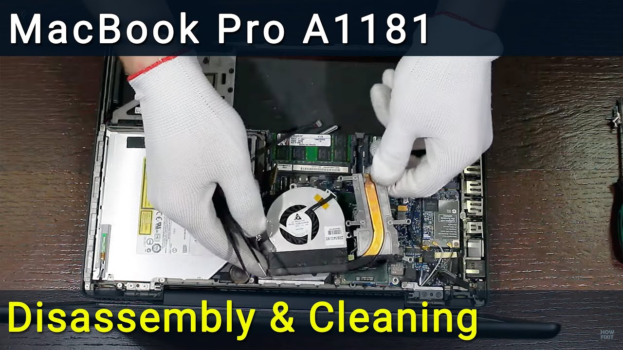 MacBook Pro A1181 Разборка, чистка вентилятора от пыли и замена термопасты