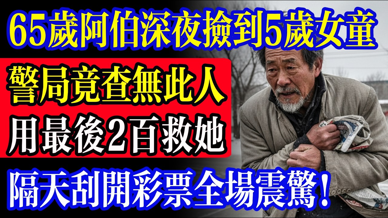 65歲阿伯深夜撿到5歲女童，警局竟查無此人！他用最後200元給孩子買吃的穿的，沒想到隔天刮開彩票，全場瞬間傻眼！