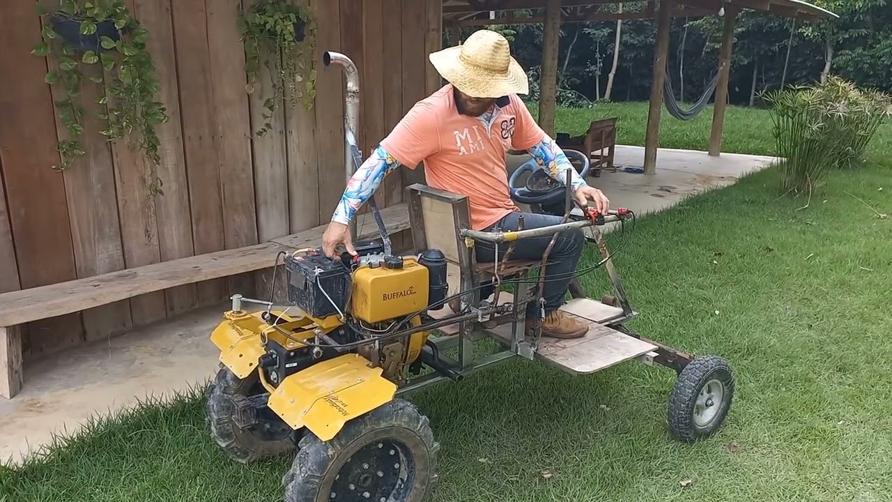 Fiz Microtrator 4 rodas com Motocultivador tratorito Buffalo 10hp diesel
