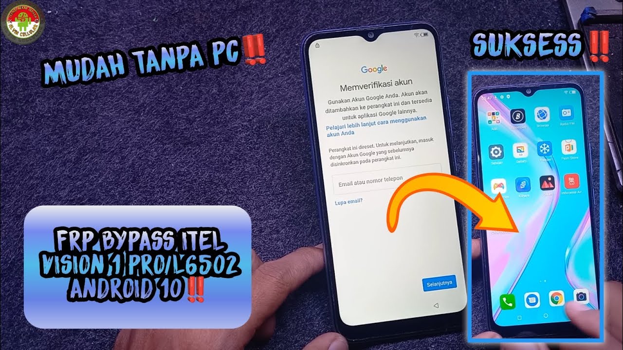FRP BYPASS ITEL VISION 1 PRO/L6502 ANDROID 10,MUDAH TANPA PC‼️