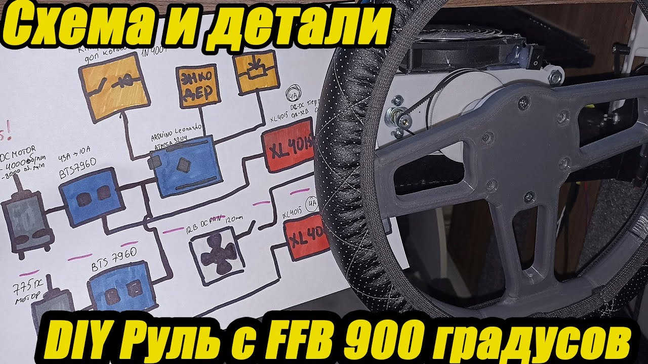 Игровой руль 900 градусов с обратной связью своими руками на Arduino Leonardo. Схема и детали