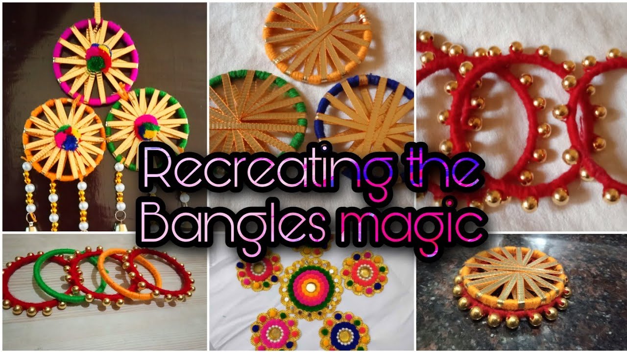 Decor with Bangles/reuse bangles/ pearl bangles idea/Toran making