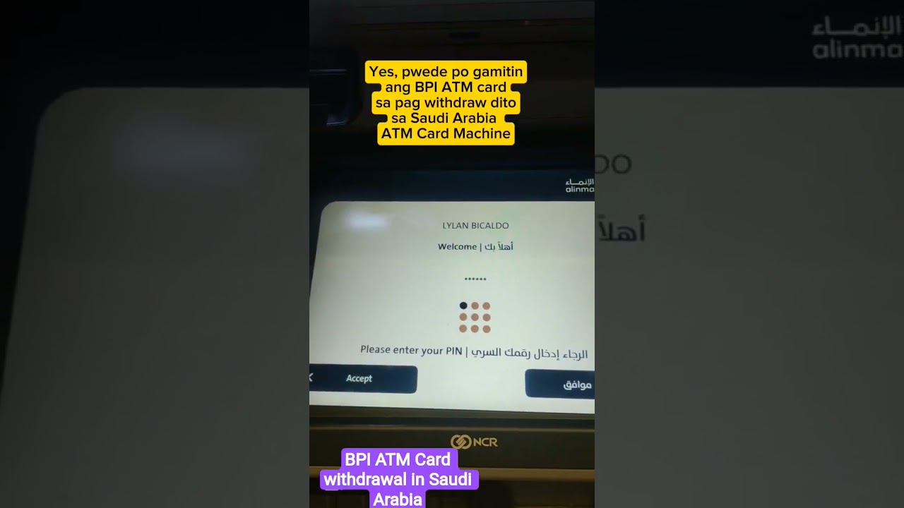 BPI ATM Card withdrawal here in Saudi Arabia ATM Machine. #BPI #atm #international