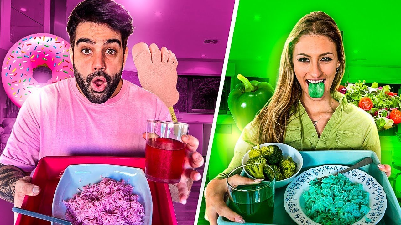 24 HORAS COMIENDO Y VIVIENDO DE UN SOLO COLOR!!