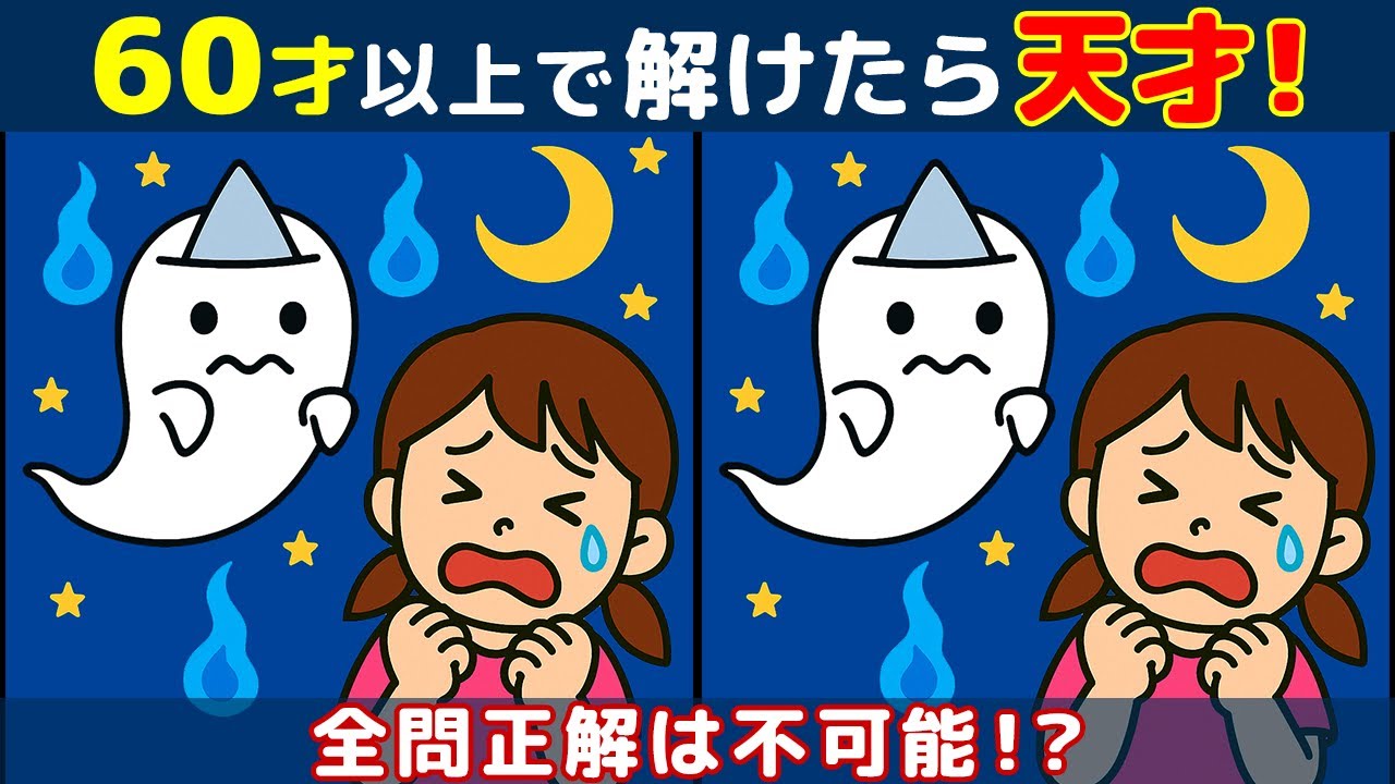 【間違い探しクイズ】高齢者の脳が若返る難しい脳トレ！頭の体操におすすめ！人物や動物のイラストなど！【脳活】#256