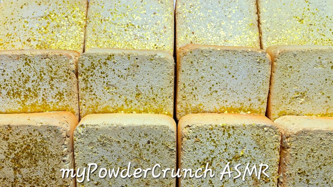 Soft & Crunchy Yellow Chalk Blocks • Oddly Satisfying • ASMR Crushing • Powderplay • Sleep Aid