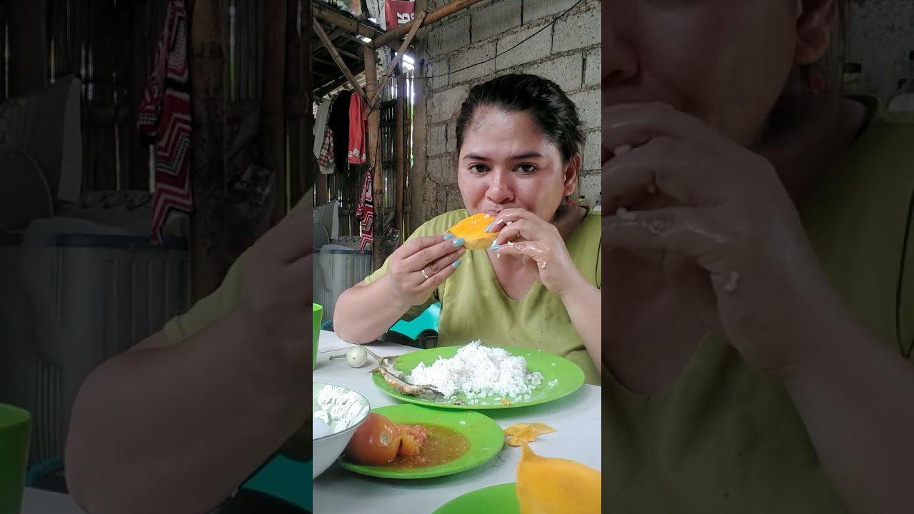 Nilagang kamatis itlog talong at manggang hinog🥰😋