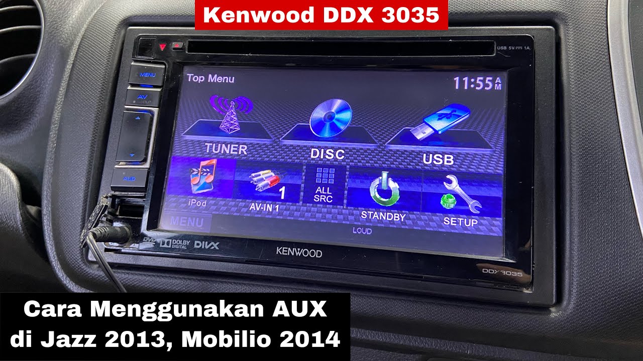 Cara Menyambungkan HP ke AUX Honda Mobilio 2014, Jazz GE8 2013 | Tutorial Head Unit Kenwood DDX 3035