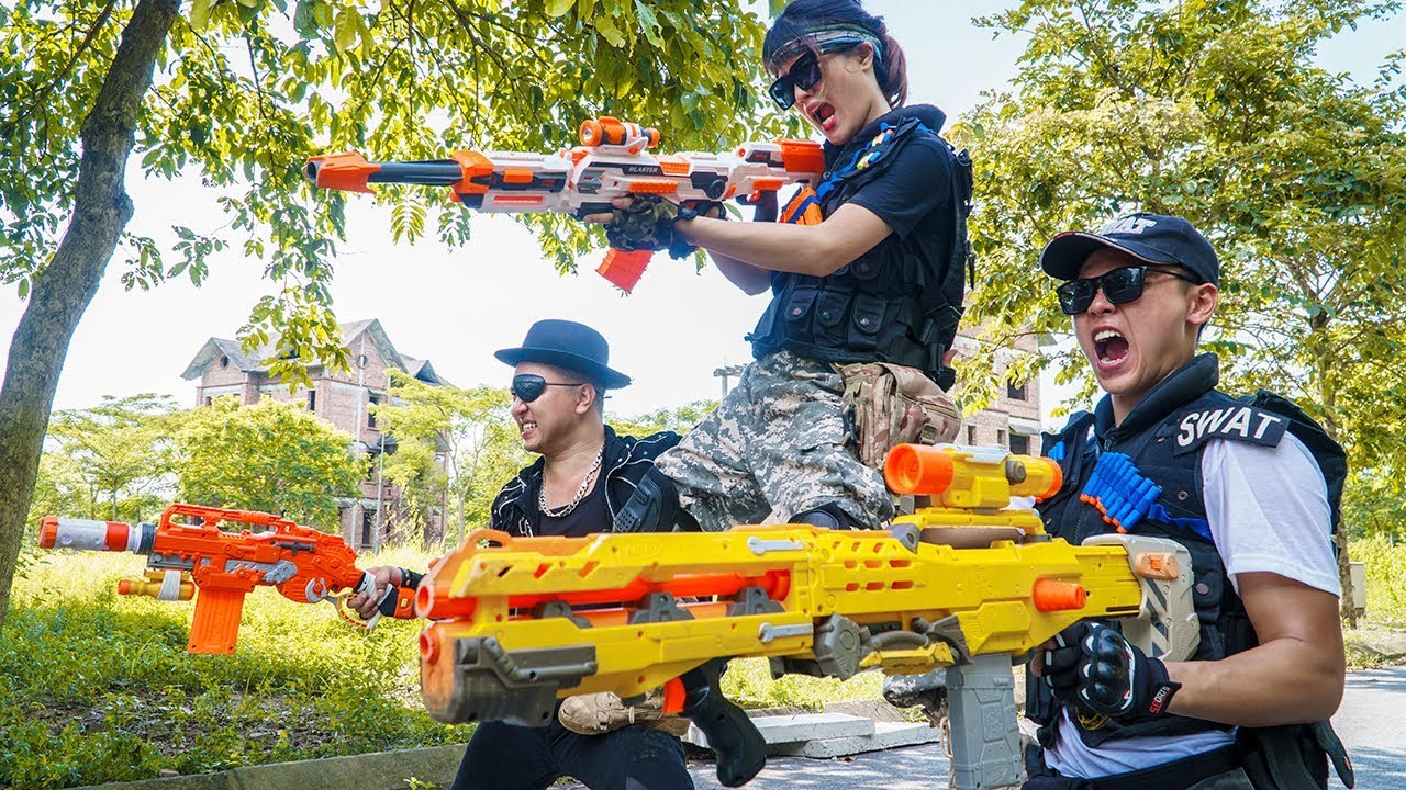 LTT Game Nerf War : Couple Warriors SEAL X Nerf Guns Fight Inhuman Group Crossfire Legends