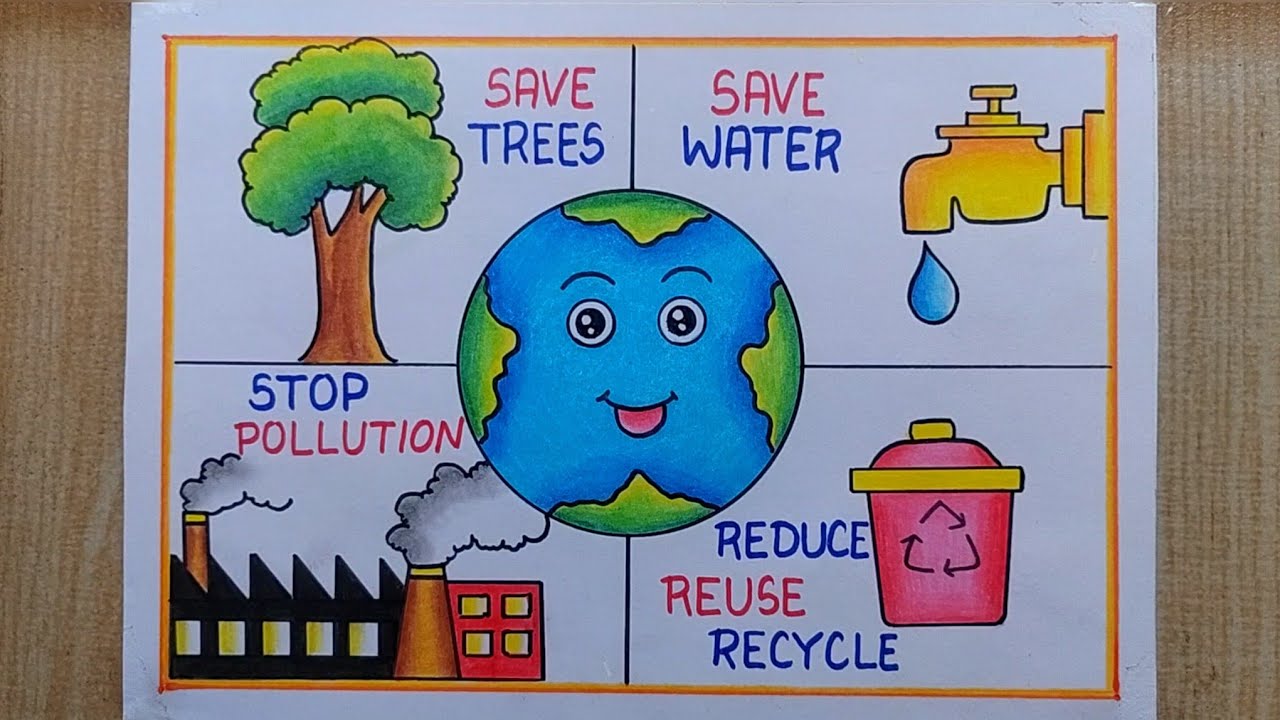 Environment Day Drawing| World Environment Day Poster drawing| Save Earth Poster drawing|Save Nature