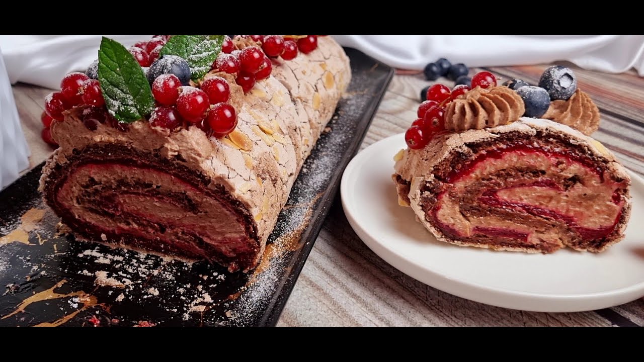 Incroyable délicieux dessert pour le thé, rouleau de meringue aux chocolats 😍 Un vrai DELICE!!