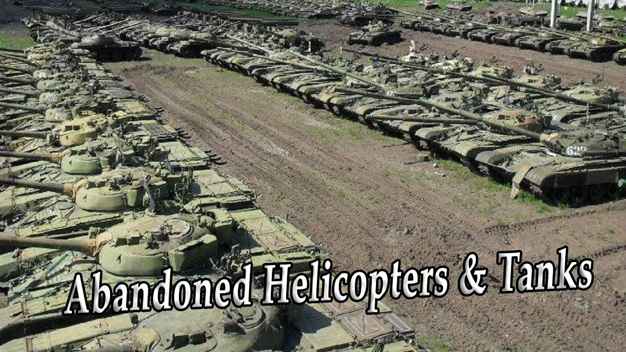 Abandoned Military Helicopters And Tanks. Junkyard Military Vehicles Exploring. Rusty Tanks Wreck