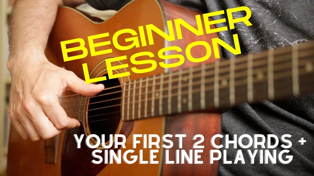 First Guitar lesson: Single line playing, Em and Am chords