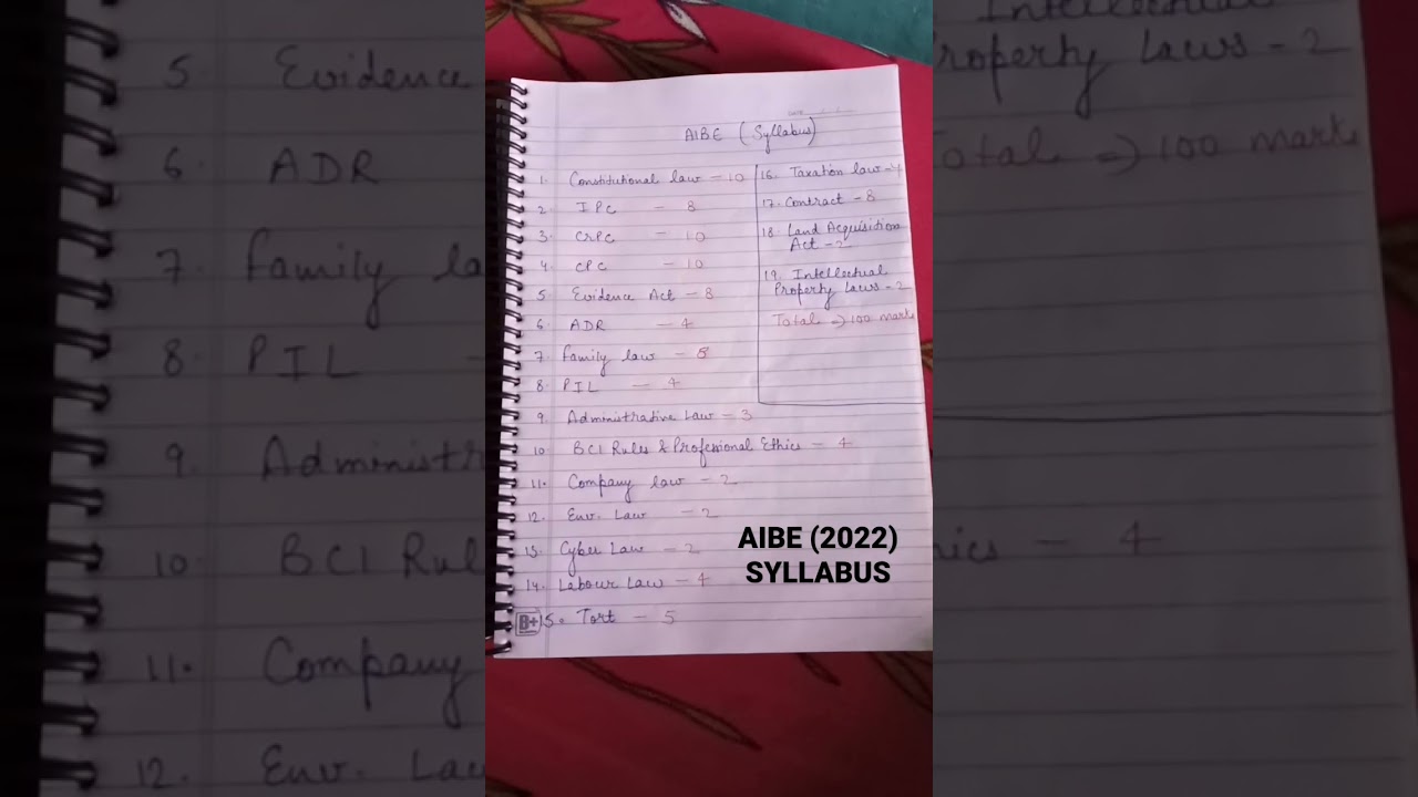 AIBE SYLLABUS 2022 #shorts #aibe2022 #aibeexam #aibesyllabus #education #law #legal #shortsviral