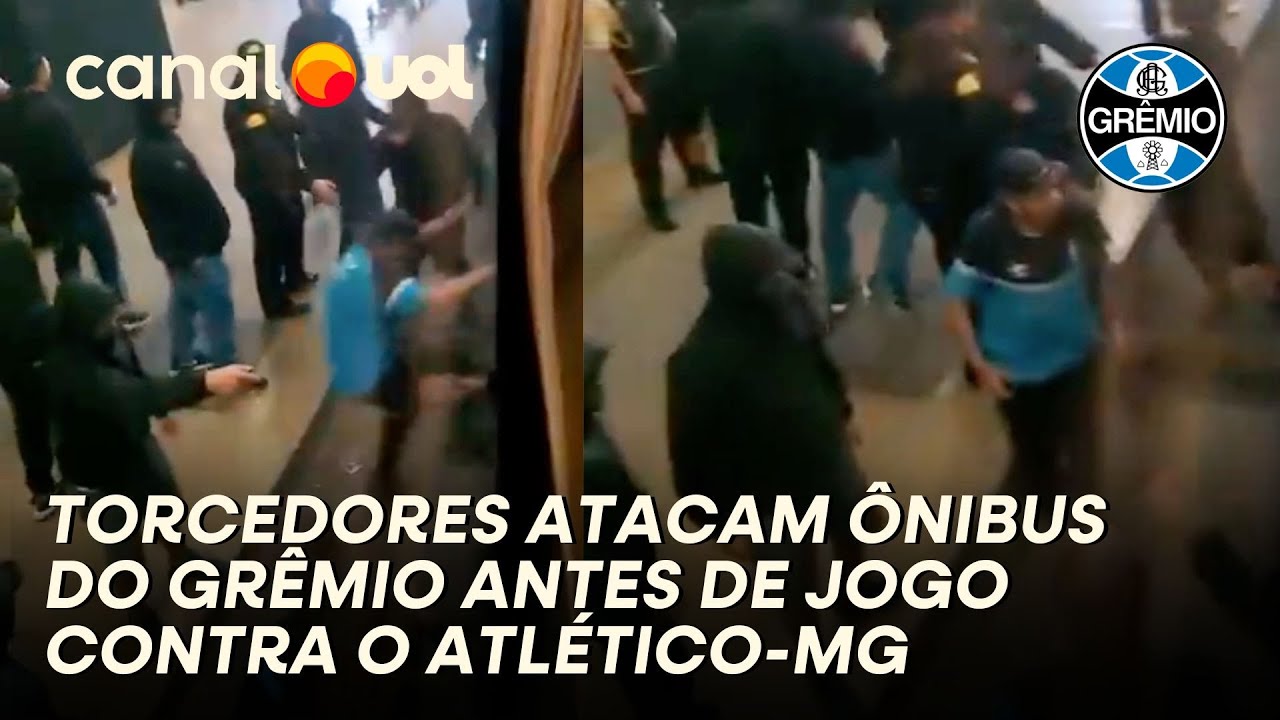 TORCEDORES DO GRÊMIO INVADEM ÁREA PRIVADA E CERCAM ÔNIBUS DO TIME ANTES DE PARTIDA COM O ATLÉTICO-MG