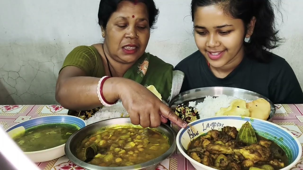 BIGBITES EATING SHOW VAT Jhuri Aalu Vaji Dal VUGNI CHICKEN 🤤🤤