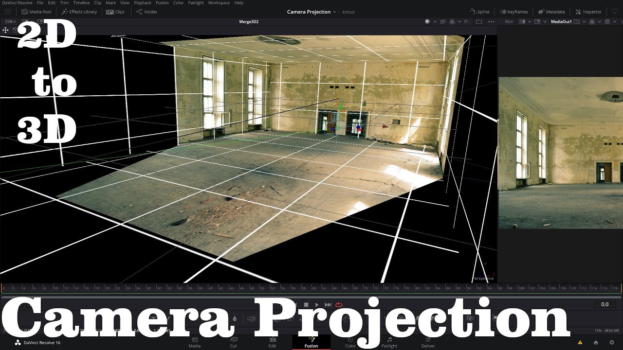 Camera Projection In Davinci Resolve 16 | 2D to 3D!