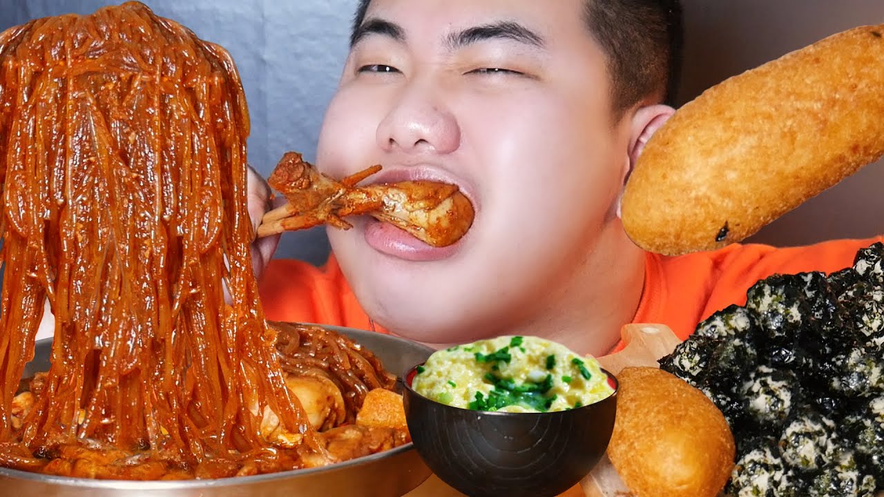 SUB)ASMR MUKBANG 밥도둑을 모셔왔습니다 엽기닭볶음탕 주먹밥 핫도그 계란찜 리얼사운드먹방 BRAISED SPICY CHICKEN  HOT DOG EATING SOUND!