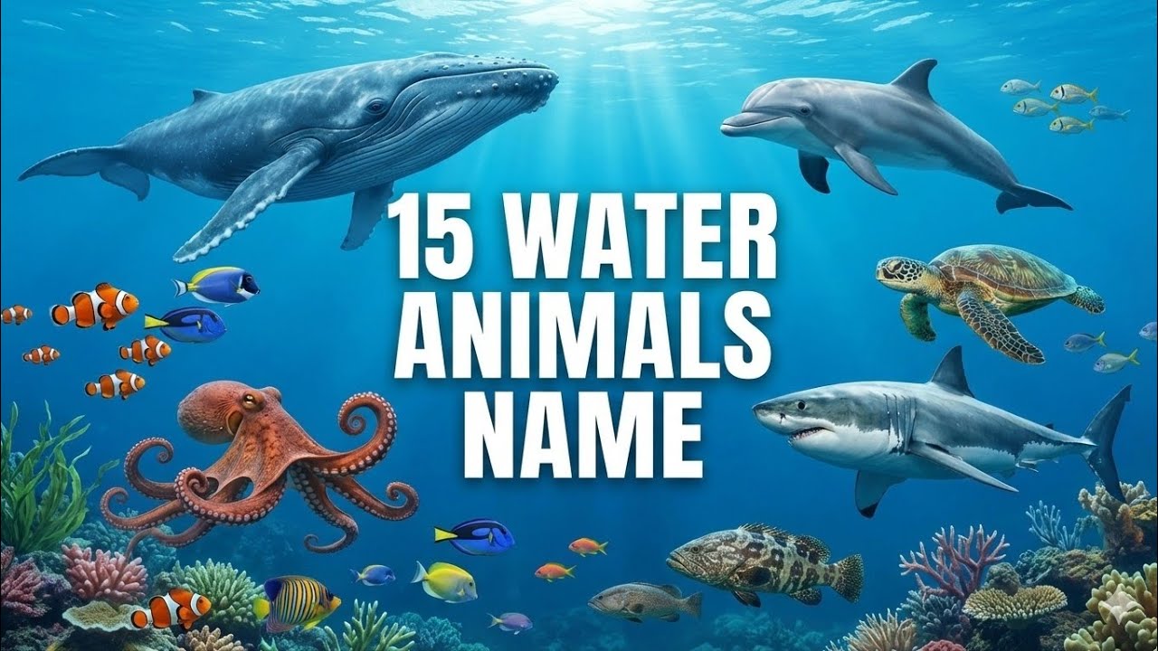 Water Animals Names | 15 Aquatic Animals for Kids | पानी में रहने वाले जानवर
