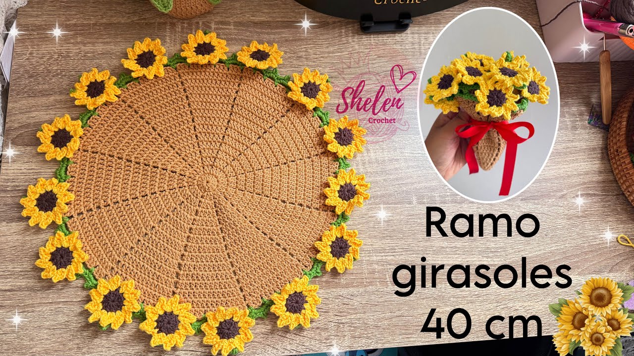 🌻 ¡Haz Este Hermoso Ramo de Girasoles de 40cms a Crochet! Paso a Paso Fácil 🌟