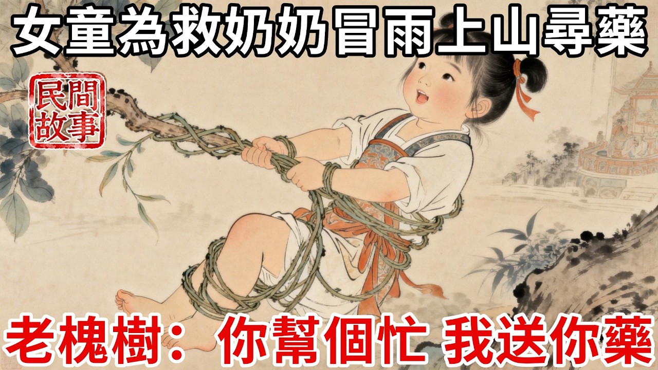 女童為救奶奶冒雨上山尋藥，腳下一滑摔進深溝，老槐樹竟垂下枝條拉她上來，上來後對她說：你幫我個忙，我送你靈藥！#民間故事 #傳統文化 #原創虛構 #華語有聲書 #槐樹下聽書
