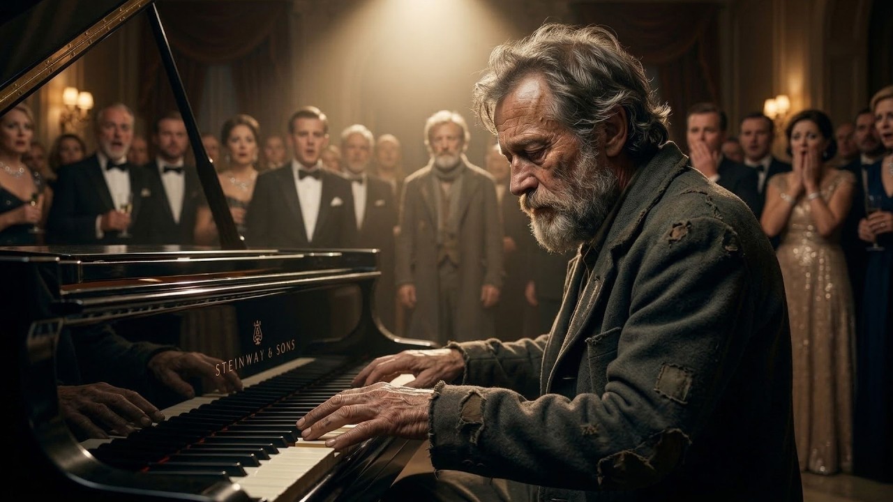 „Darf ich das Klavier spielen?“, fragte der Obdachlose – Niemand ahnte, wer er wirklich war! 🎹😱