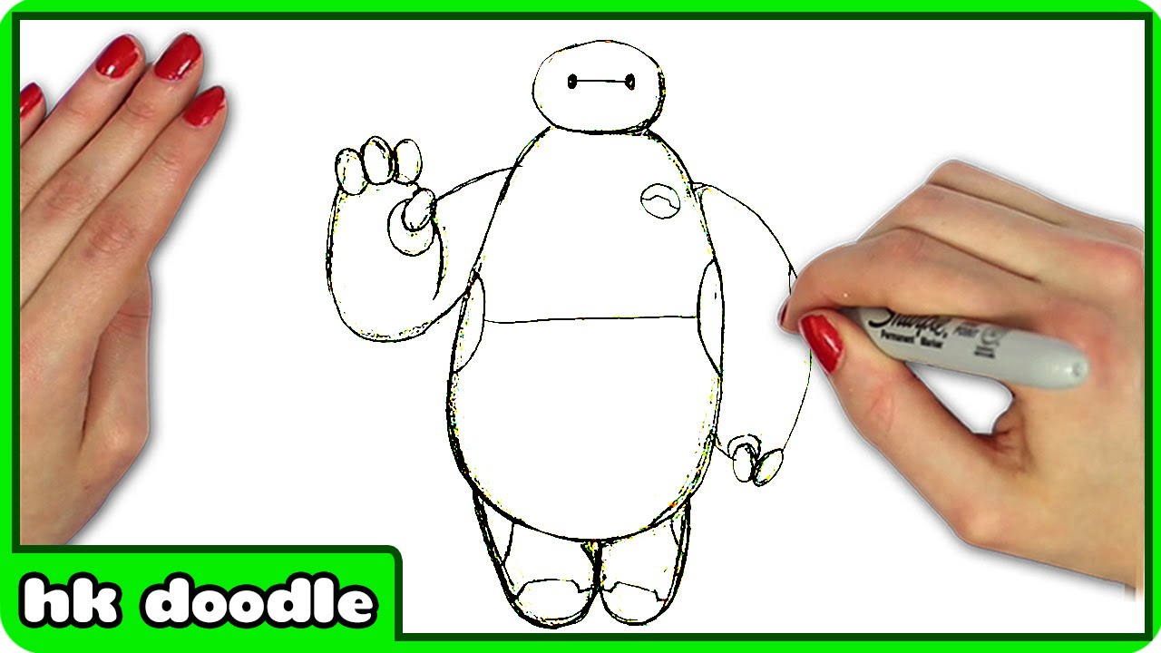 How To Draw BAYMAX from Disney's BIG HERO 6 - Easy Superhero Step by Step Drawing Tutorial for Kids