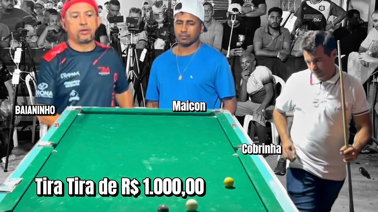 Tira Tira de 1.000,00  Baianinho x Maicon x Cobrinha #sinucando  #baianinho #viralvideo