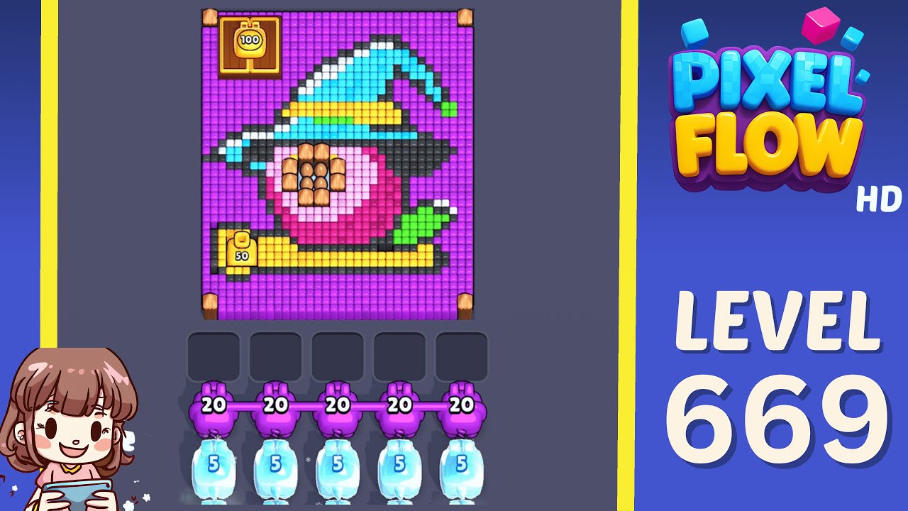 Pixel Flow Level 669 Solution Walkthrough