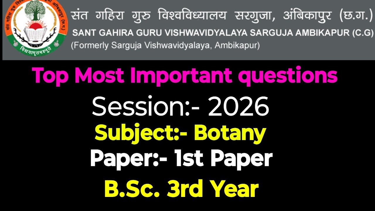 Botany important questions 2026 bsc third year @Happybiologyclass 