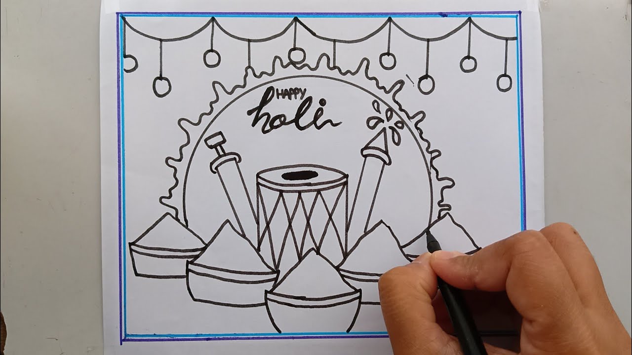Happy Holi Drawing।Happy Holi Poster Drawing Step By Step। Colourful Holi Drawing।Happy Holi Poster