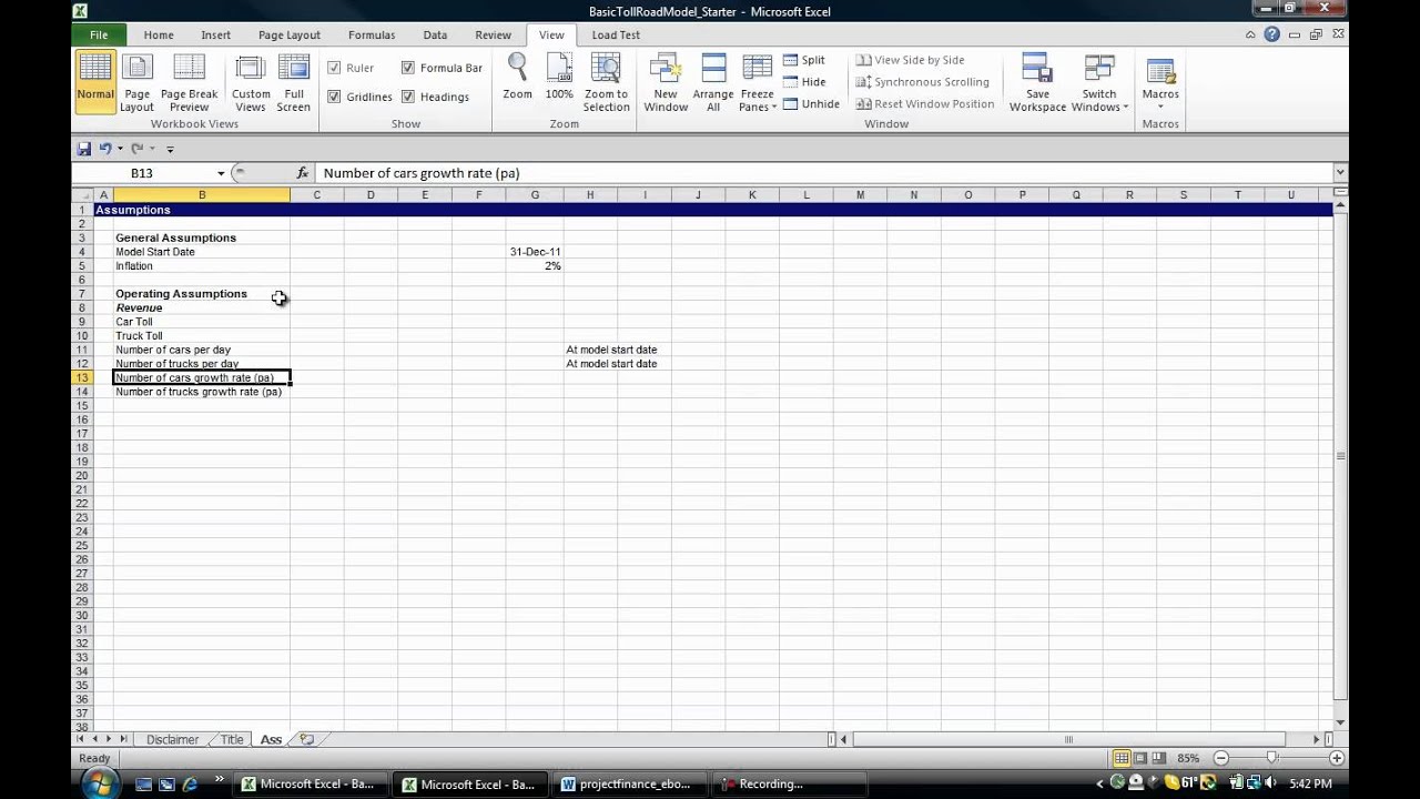 A 60 Minute Recipe for creating a Simple Project Finance Model - Part 1