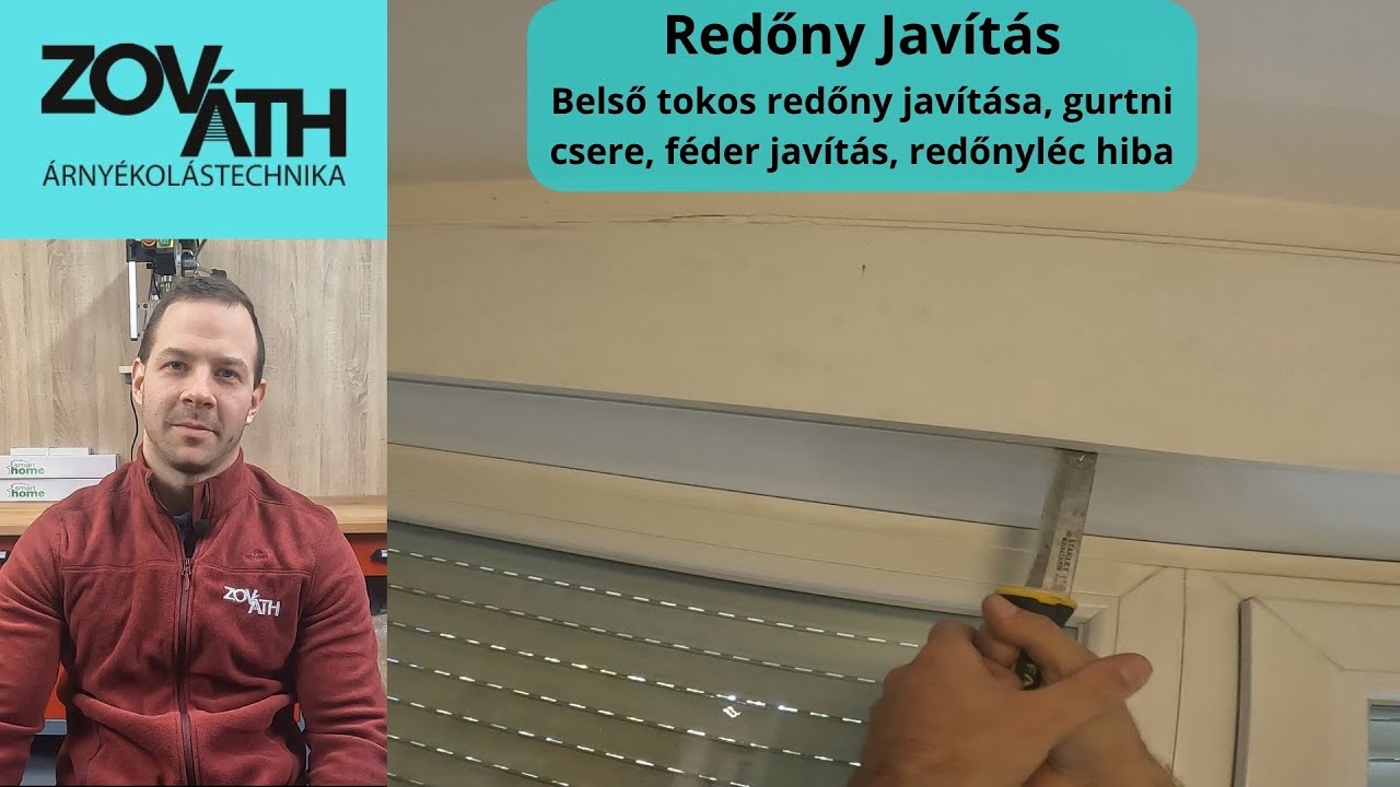 Redőny javítás: Belső tokos redőny javítása, gurtni csere, féder javítás, redőnyléc hiba