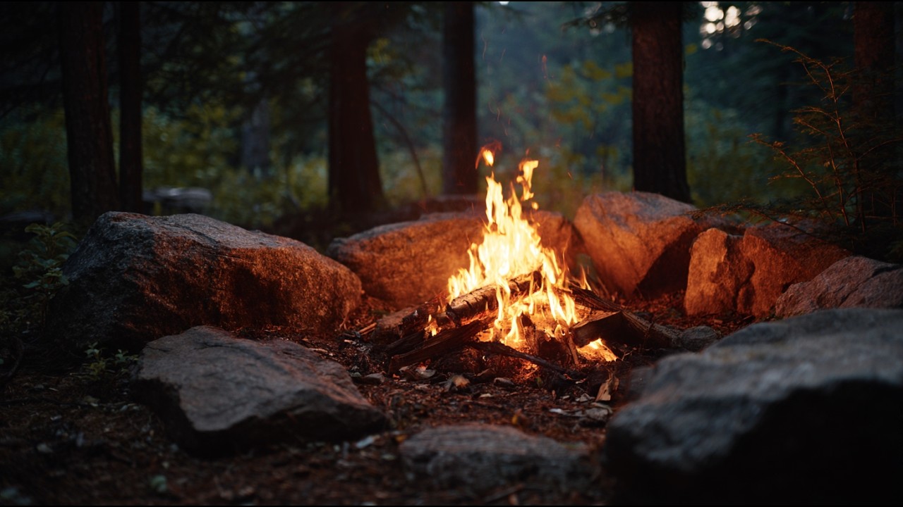 [12 HOURS] Steady Campfire 🔥 Winter Night | Sleep, Relax, Study | No Sudden Sounds | 4K