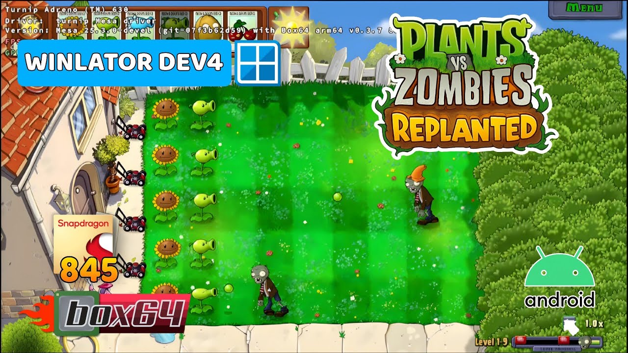 Plants vs Zombies Replanted on Android | Winlator Bionic Dev4 | Gameplay Test on Snapdragon 845