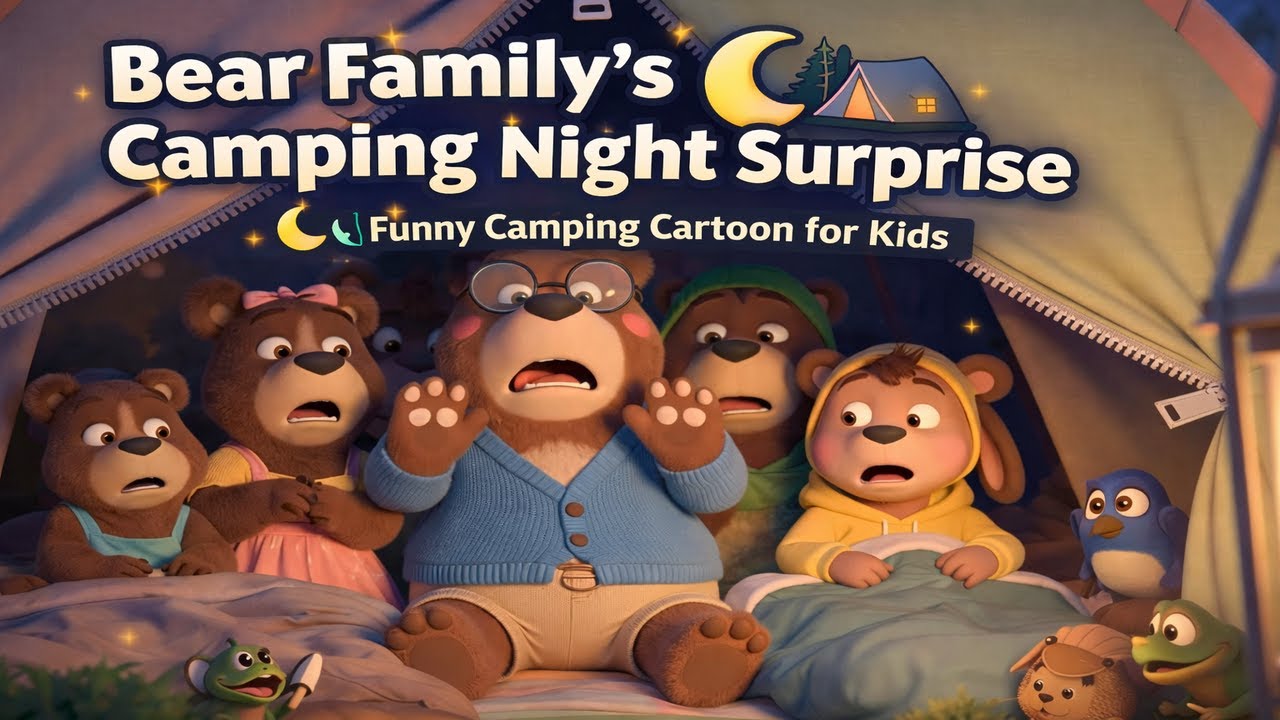 Bear Family’s Camping Night Surprise 🌙🏕️  Funny Camping Cartoon for Kids
