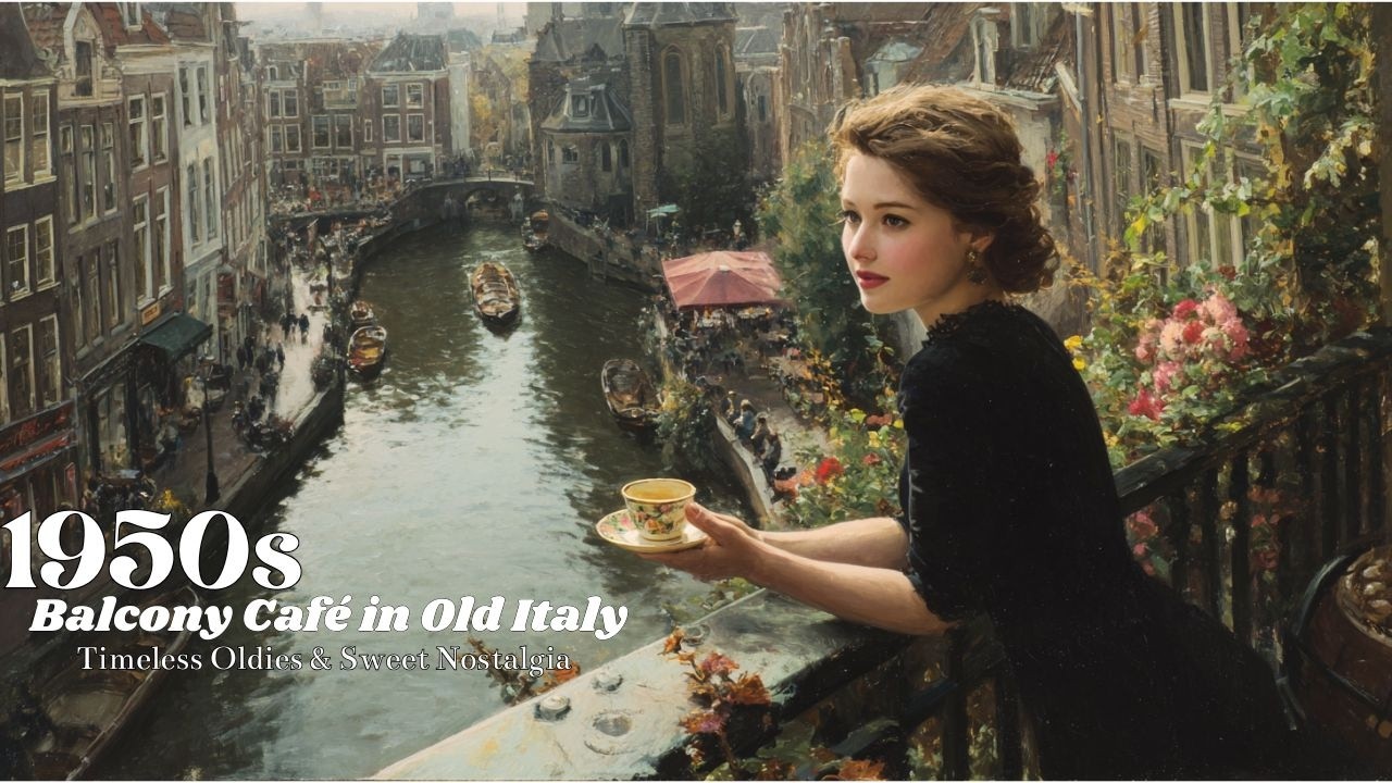 1950s Balcony Caf&eacute; in Old Italy | Nostalgic Vintage Songs | Timeless Oldies & Sweet Nostalgia