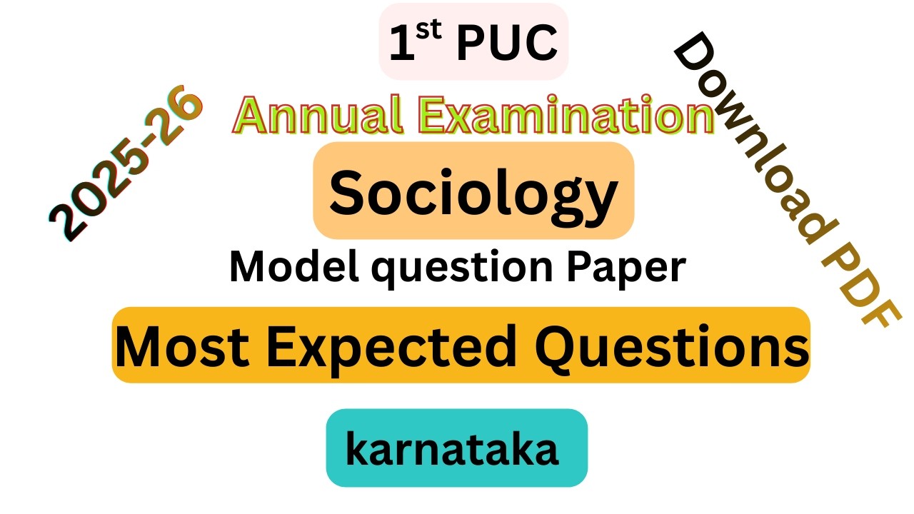 Download Sociology 1st PUC Model Question Paper 2025-26 | Annual Exam Most Expected Questions 2026