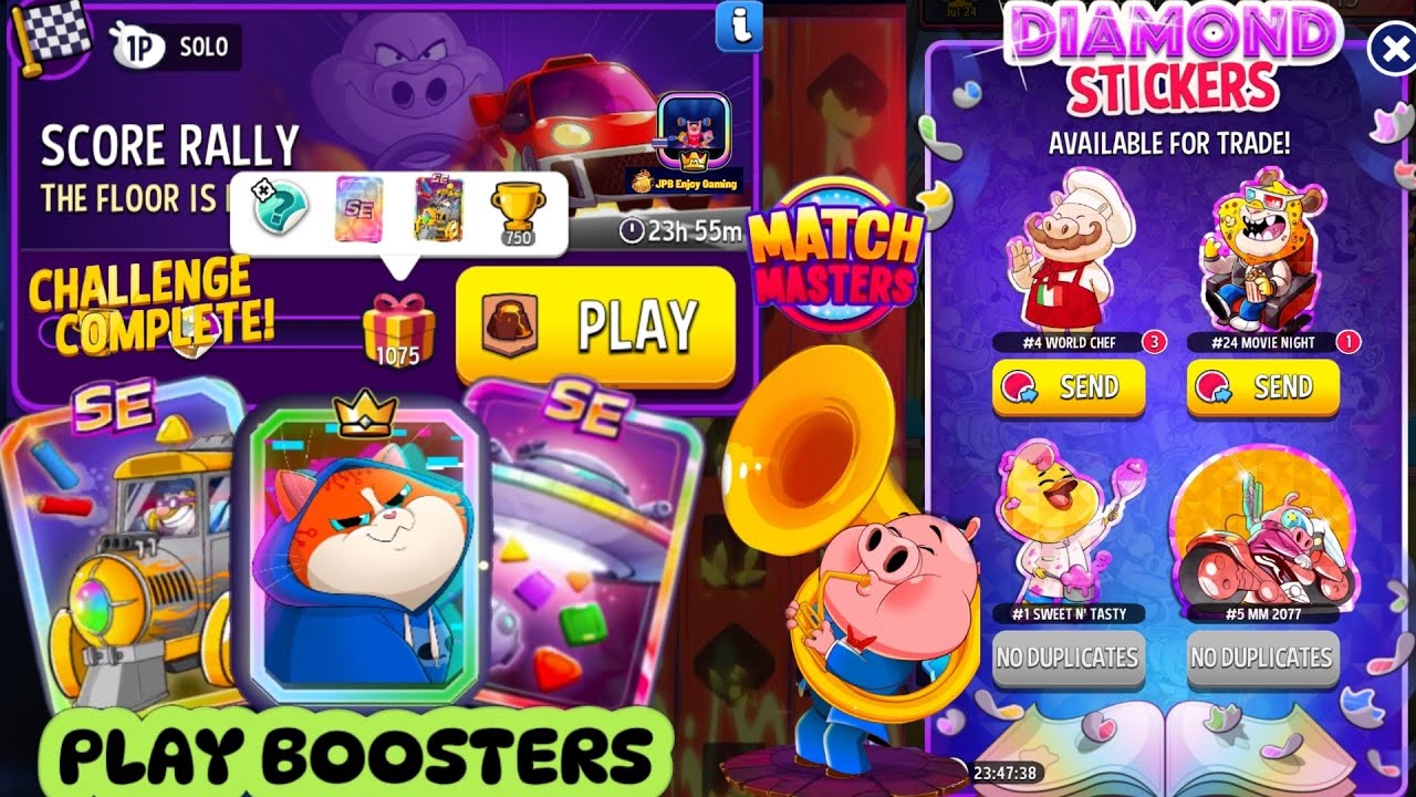 The Floor Is Lava Score Rally Solo Challenge 1075 Score Match Masters Play 3 Boosters/ Trade Diamond