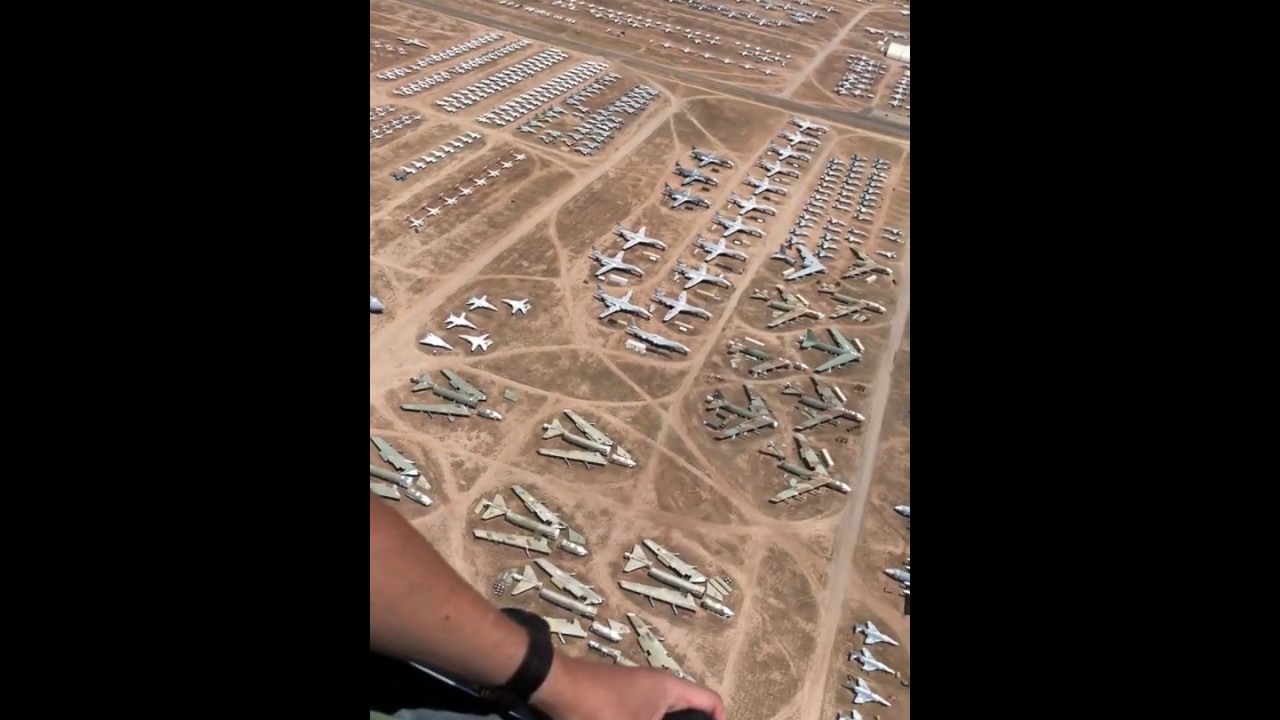 Aerial view over the LARGEST aircraft boneyard in the world!