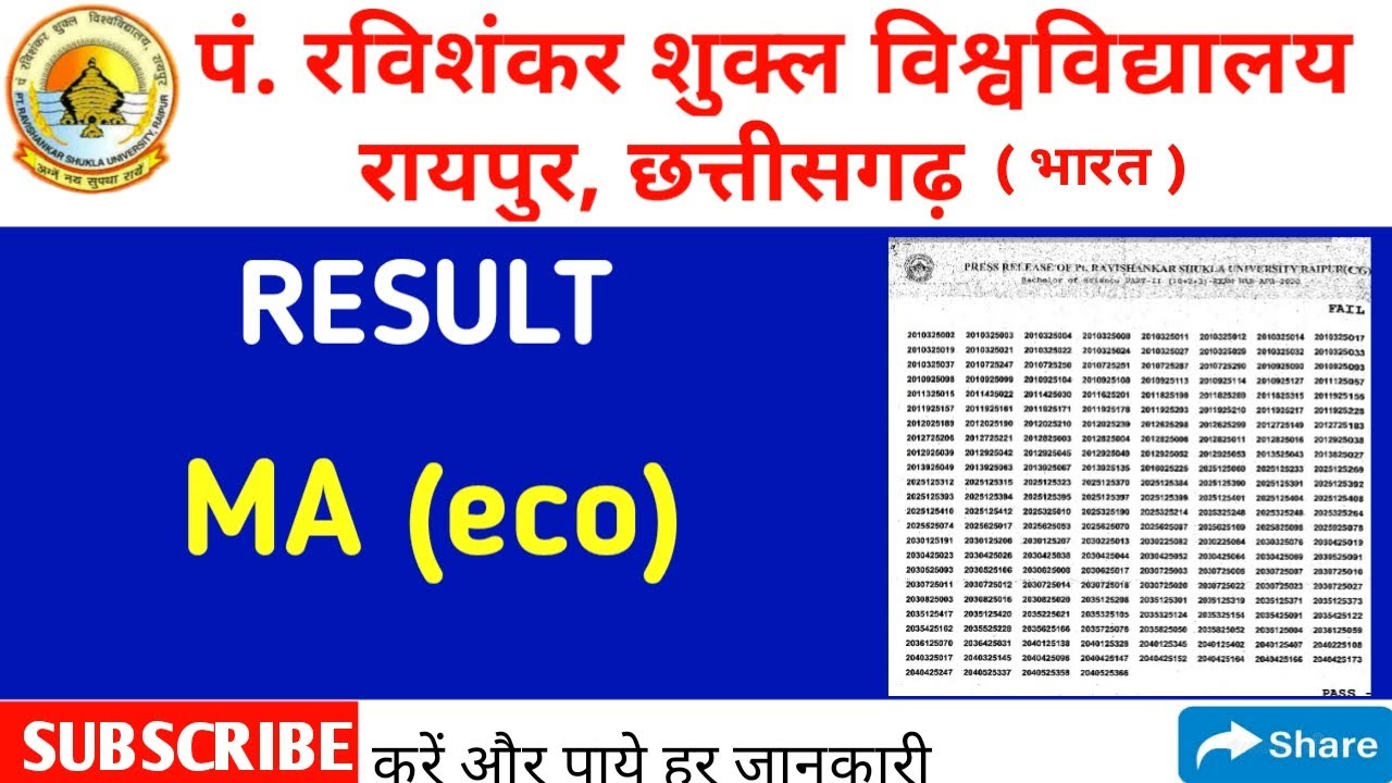 prsu MA  eco result 2019-20