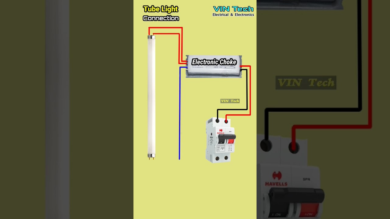 Tube light connection with electronic choke | #shorts