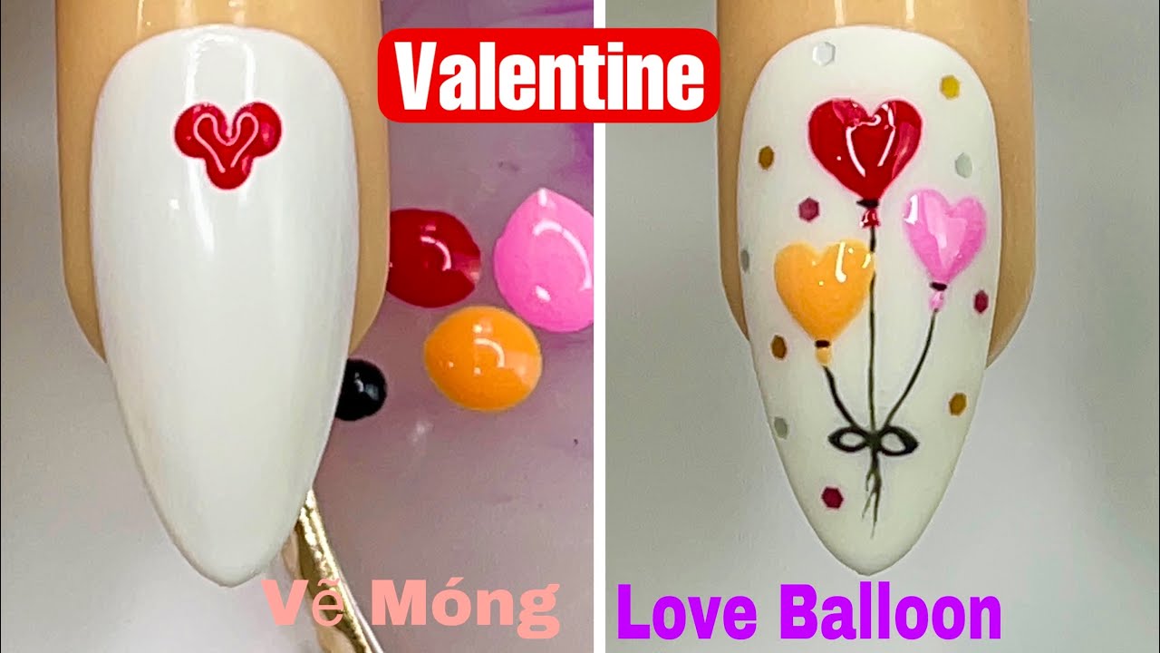 Love Balloon Nails Art For Beginner 💖Vẽ Bong Bóng 💅 New Nails Design 💝 New Nails